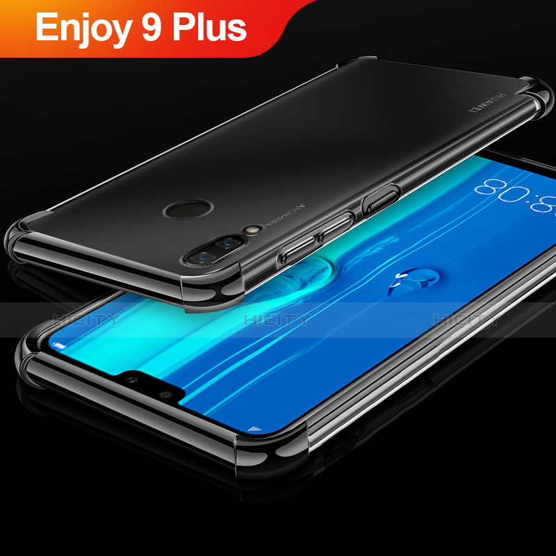 Huawei Enjoy 9 Plus用極薄ソフトケース シリコンケース 耐衝撃 全面保護 クリア透明 H03 ファーウェイ ブラック