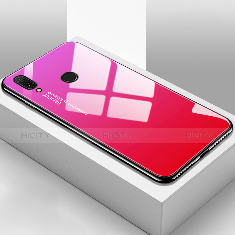 Huawei Enjoy 9 Plus用ハイブリットバンパーケース プラスチック 鏡面 虹 グラデーション 勾配色 カバー ファーウェイ ローズレッド