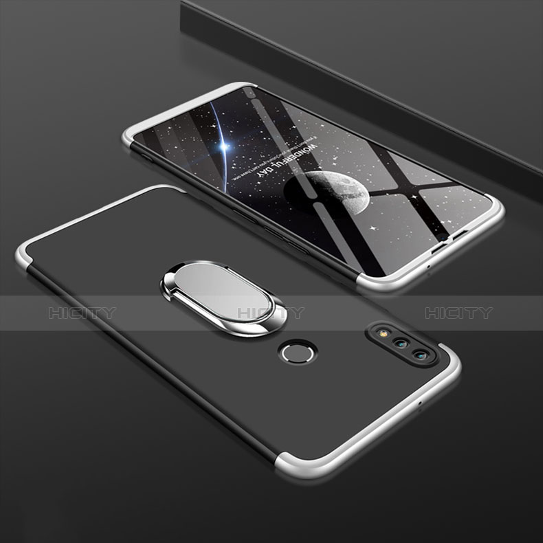 Huawei Enjoy 9 Plus用ハードケース プラスチック 質感もマット 前面と背面 360度 フルカバー アンド指輪 ファーウェイ シルバー