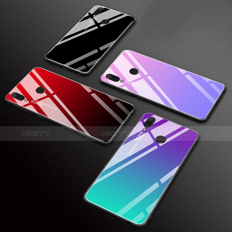 Huawei Enjoy 9 Plus用ハイブリットバンパーケース プラスチック 鏡面 虹 グラデーション 勾配色 カバー ファーウェイ 