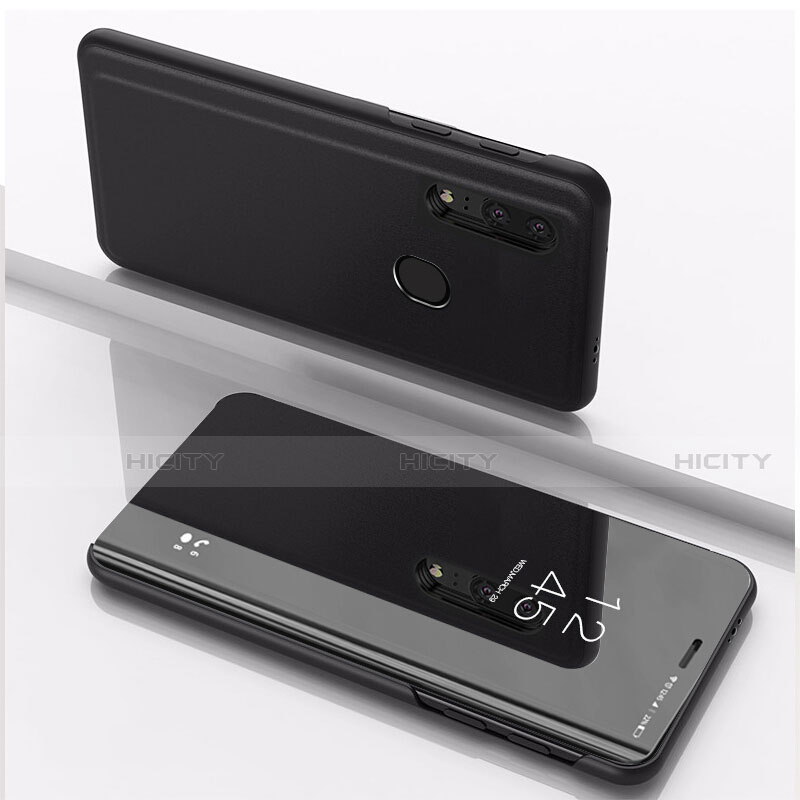 Huawei Enjoy 9s用手帳型 レザーケース スタンド 鏡面 カバー ファーウェイ ブラック