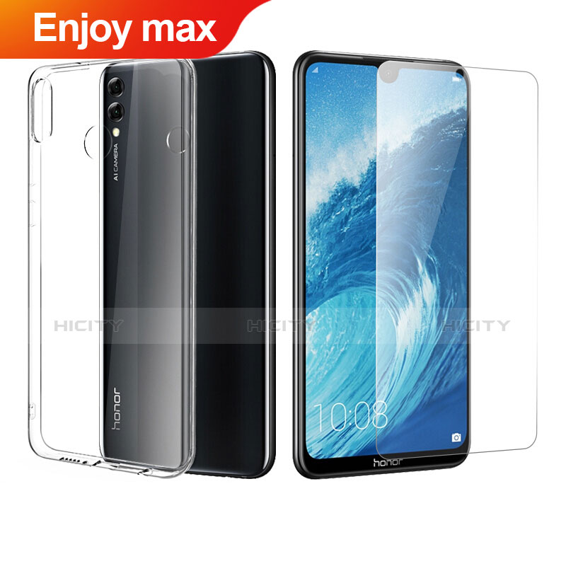 Huawei Enjoy Max用極薄ソフトケース シリコンケース 耐衝撃 全面保護 クリア透明 アンド液晶保護フィルム ファーウェイ クリア