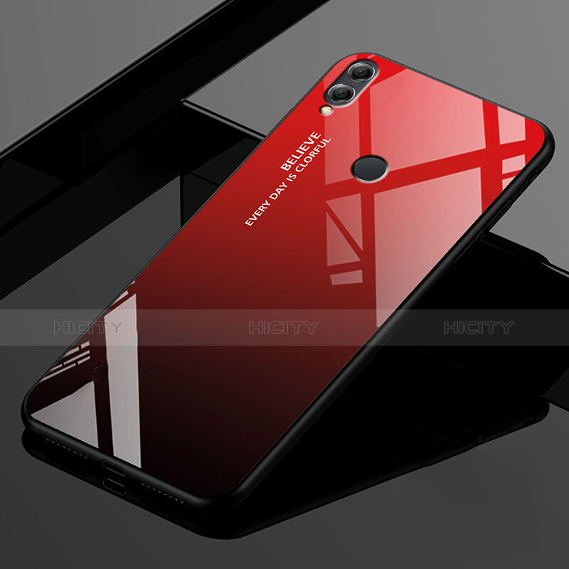 Huawei Enjoy Max用ハイブリットバンパーケース プラスチック 鏡面 虹 グラデーション 勾配色 カバー ファーウェイ レッド