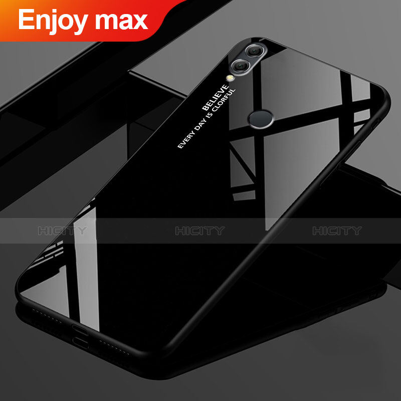 Huawei Enjoy Max用ハイブリットバンパーケース プラスチック 鏡面 虹 グラデーション 勾配色 カバー ファーウェイ ブラック