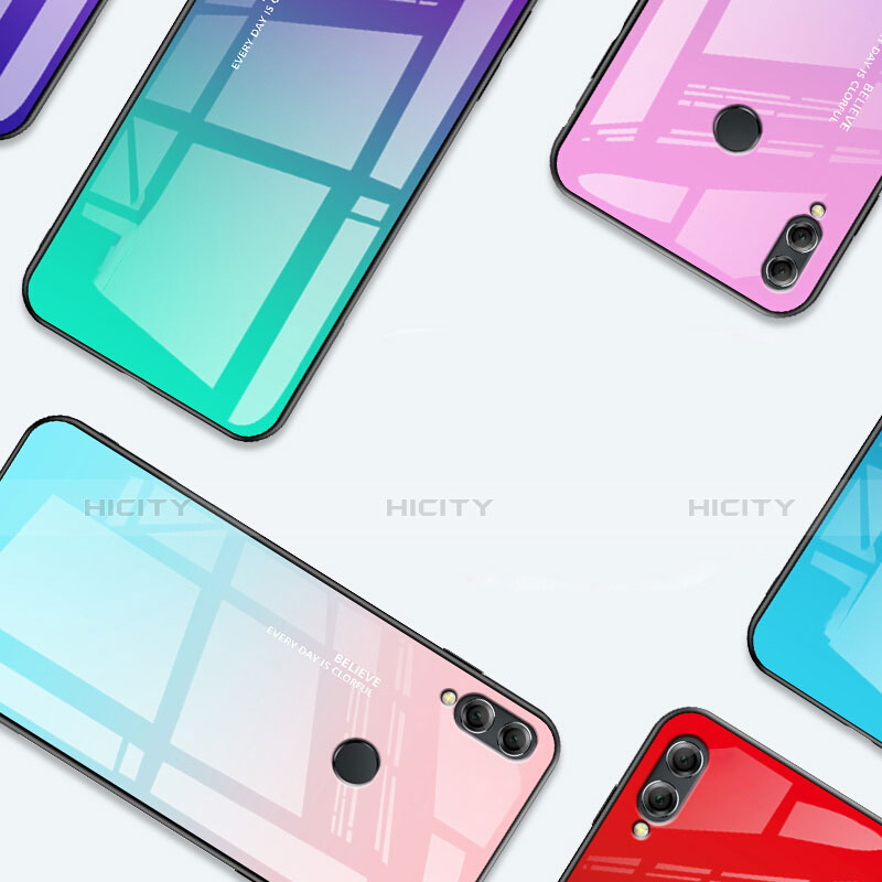 Huawei Enjoy Max用ハイブリットバンパーケース プラスチック 鏡面 虹 グラデーション 勾配色 カバー ファーウェイ 
