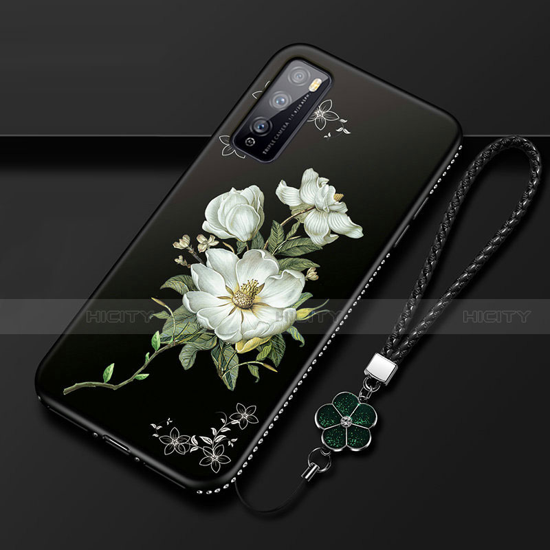 Huawei Enjoy Z 5G用シリコンケース ソフトタッチラバー 花 カバー S02 ファーウェイ 