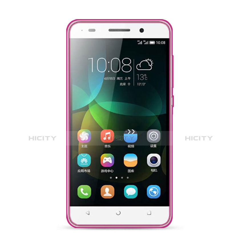 Huawei G Play Mini用極薄ソフトケース シリコンケース 耐衝撃 全面保護 クリア透明 ファーウェイ ピンク