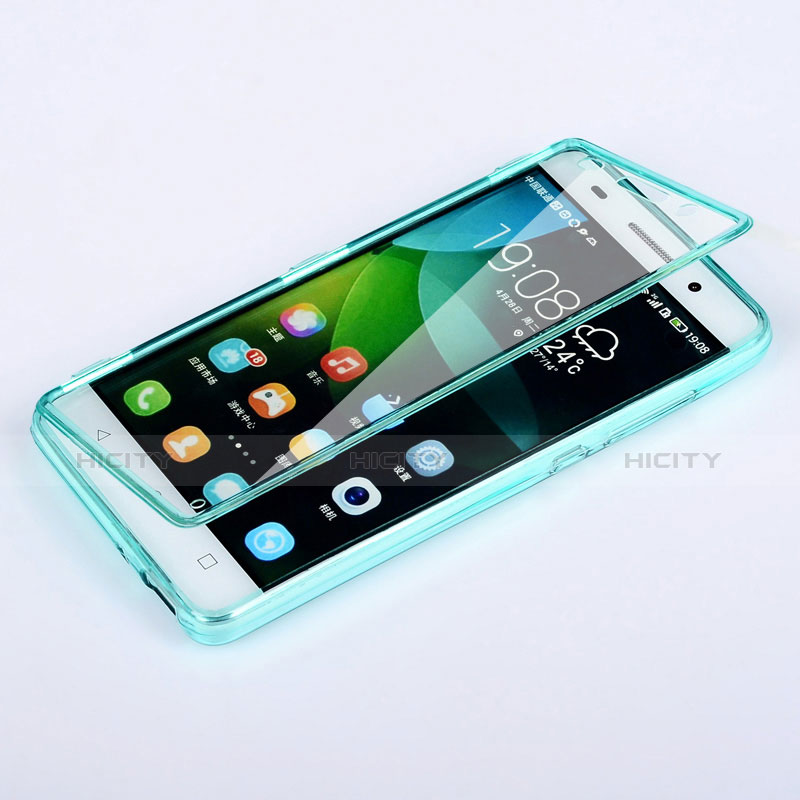 Huawei G Play Mini用ソフトケース フルカバー クリア透明 ファーウェイ ブルー