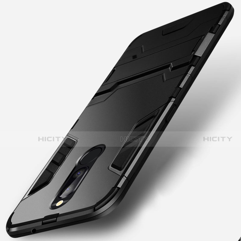 Huawei G10用ハイブリットバンパーケース スタンド プラスチック 兼シリコーン R01 ファーウェイ ブラック