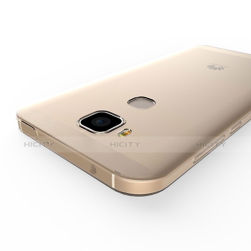 Huawei G8用極薄ソフトケース シリコンケース 耐衝撃 全面保護 クリア透明 ファーウェイ ゴールド
