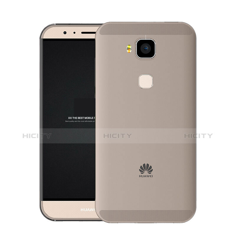 Huawei G8用極薄ソフトケース シリコンケース 耐衝撃 全面保護 クリア透明 ファーウェイ グレー