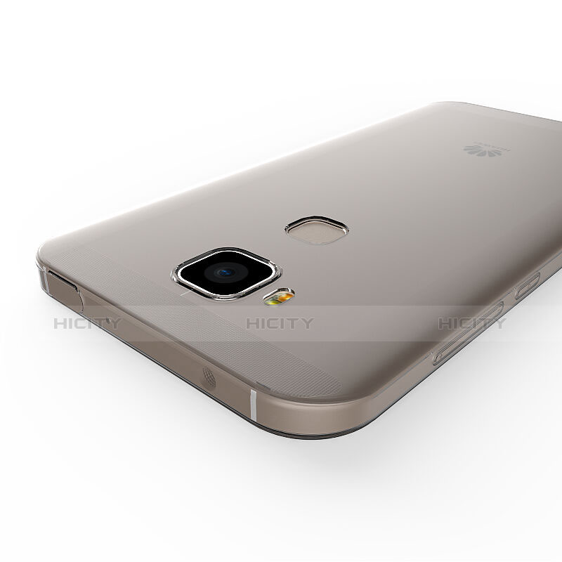 Huawei G8用極薄ソフトケース シリコンケース 耐衝撃 全面保護 クリア透明 ファーウェイ グレー