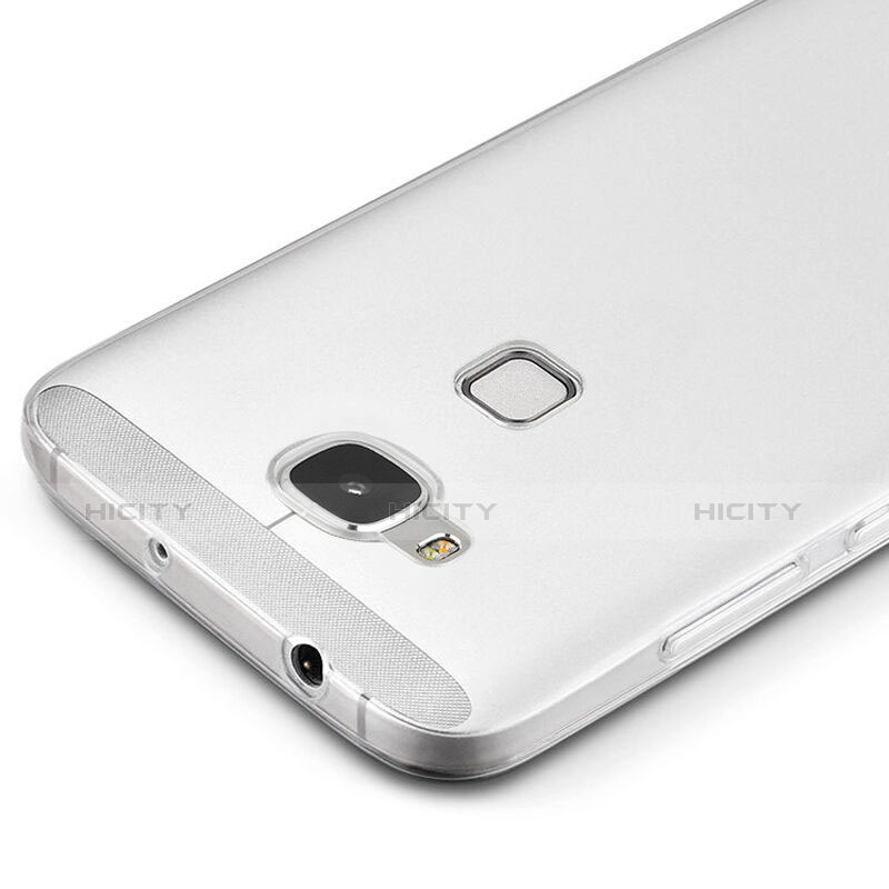 Huawei G8用極薄ソフトケース シリコンケース 耐衝撃 全面保護 クリア透明 ファーウェイ ホワイト