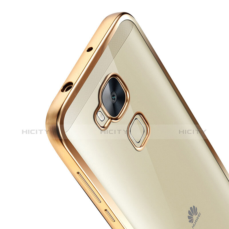 Huawei G8用ハイブリットバンパーケース クリア透明 プラスチック ファーウェイ ゴールド