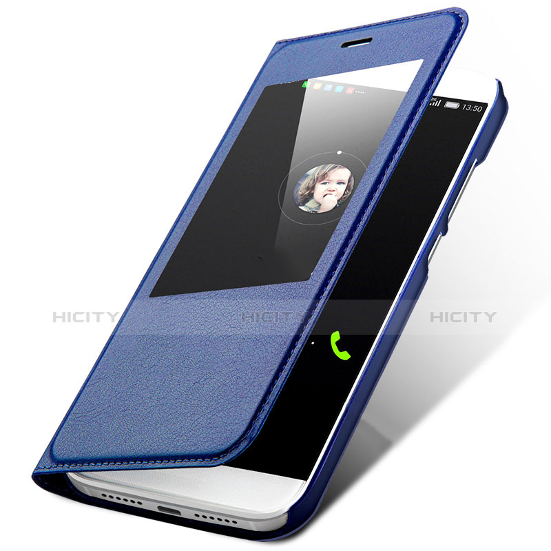 Huawei G8用手帳型 レザーケース スタンド L01 ファーウェイ ネイビー