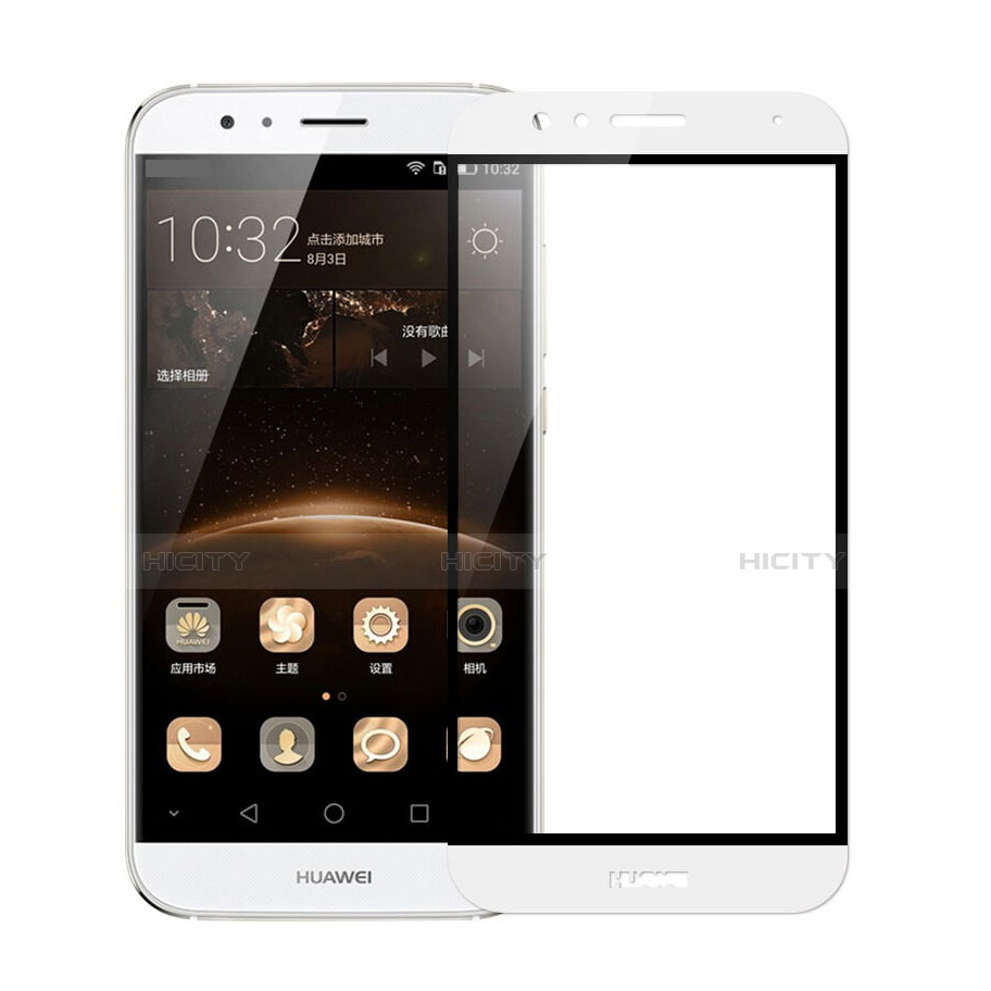Huawei G8用強化ガラス フル液晶保護フィルム F02 ファーウェイ ホワイト