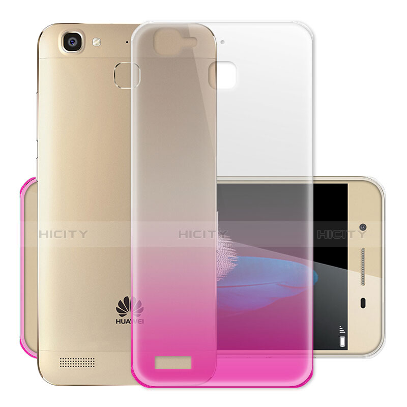 Huawei G8 Mini用極薄ソフトケース グラデーション 勾配色 クリア透明 ファーウェイ ローズレッド