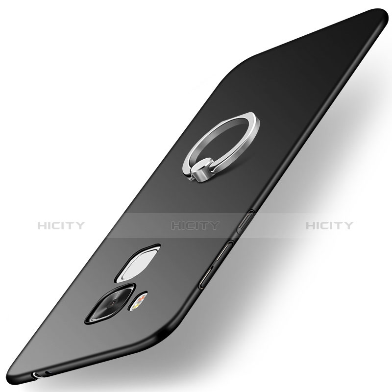 Huawei G9 Plus用ハードケース プラスチック 質感もマット アンド指輪 A01 ファーウェイ ブラック