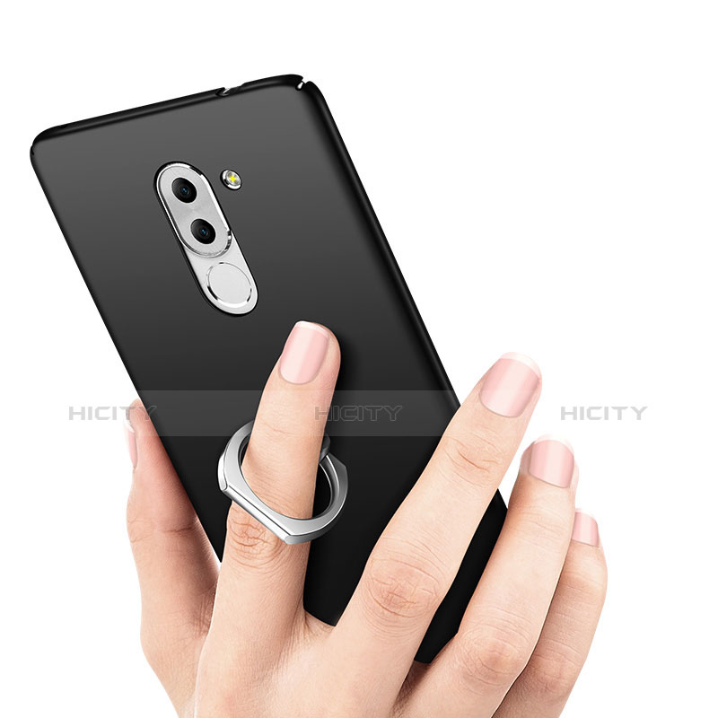 Huawei GR5 (2017)用ハードケース プラスチック 質感もマット アンド指輪 A03 ファーウェイ ブラック