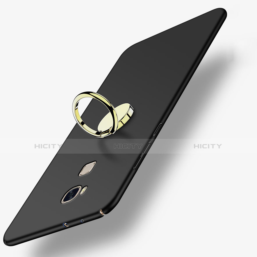 Huawei GR5用ハードケース プラスチック 質感もマット アンド指輪 ファーウェイ ブラック