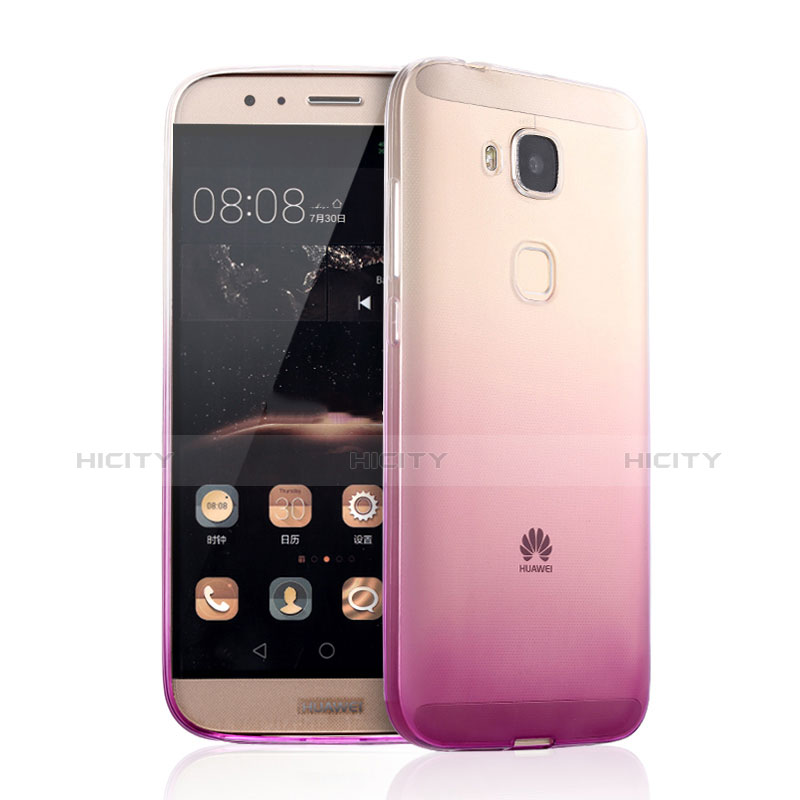 Huawei GX8用極薄ソフトケース グラデーション 勾配色 クリア透明 ファーウェイ ピンク