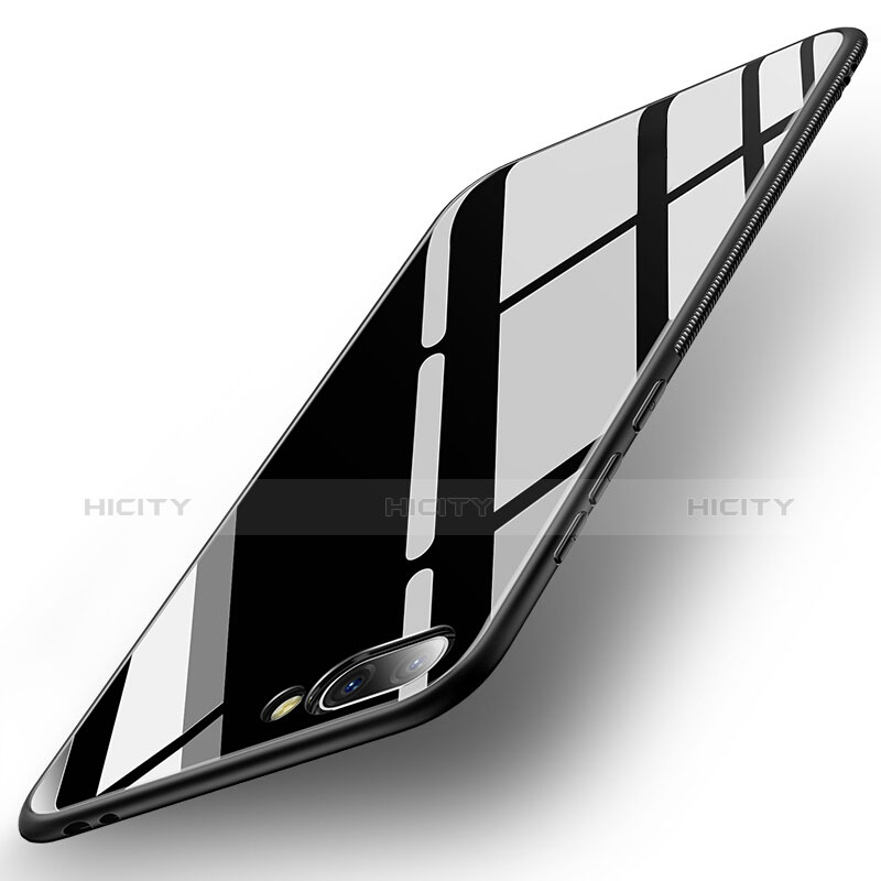 Huawei Honor 10用ハイブリットバンパーケース プラスチック 鏡面 カバー ファーウェイ ブラック