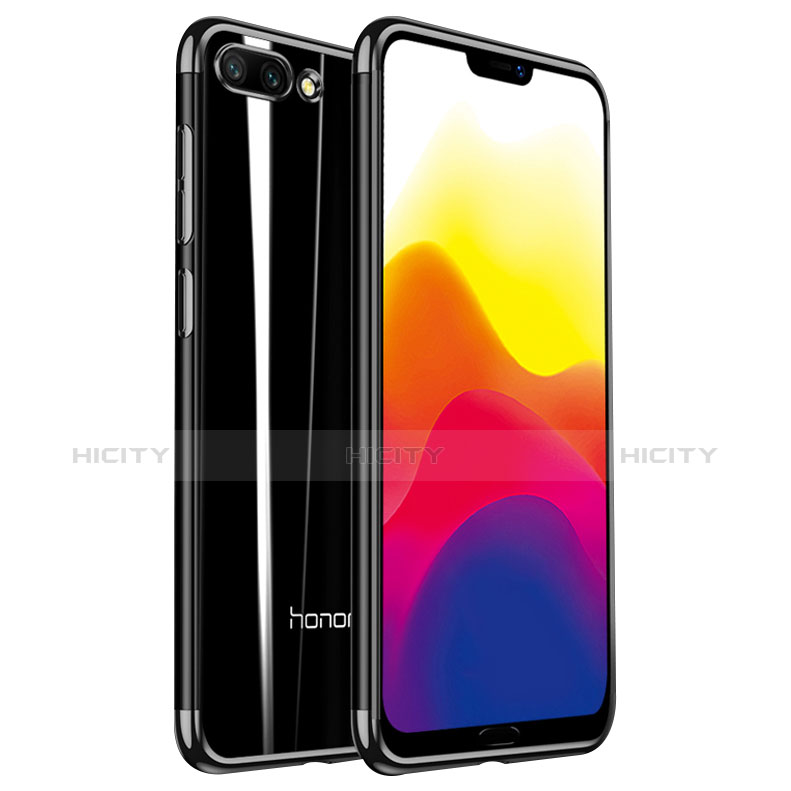 Huawei Honor 10用極薄ソフトケース シリコンケース 耐衝撃 全面保護 クリア透明 H01 ファーウェイ ブラック