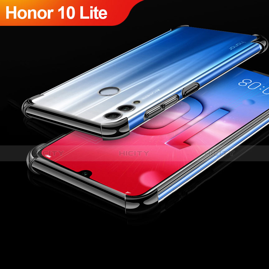 Huawei Honor 10 Lite用極薄ソフトケース シリコンケース 耐衝撃 全面保護 クリア透明 H01 ファーウェイ ブラック