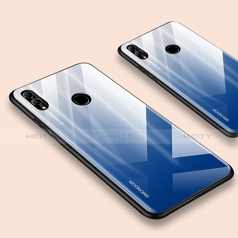 Huawei Honor 10 Lite用ハイブリットバンパーケース プラスチック 鏡面 カバー ファーウェイ ネイビー