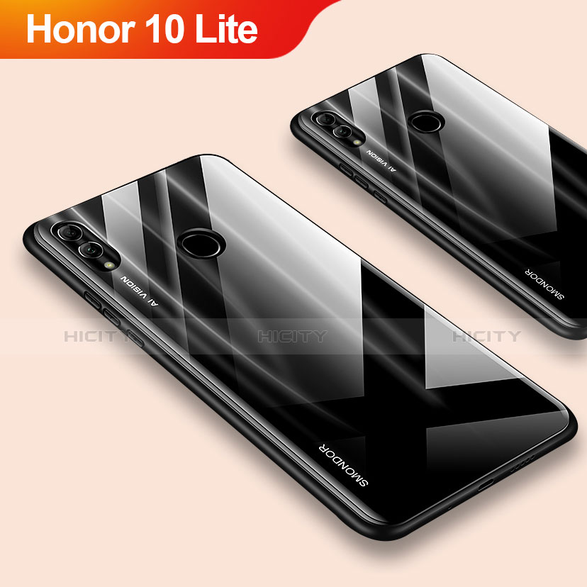 Huawei Honor 10 Lite用ハイブリットバンパーケース プラスチック 鏡面 カバー ファーウェイ ブラック