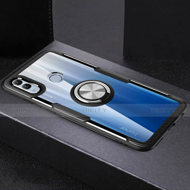 Huawei Honor 10 Lite用360度 フルカバーハイブリットバンパーケース クリア透明 プラスチック 鏡面 アンド指輪 マグネット式 ファーウェイ マルチカラー