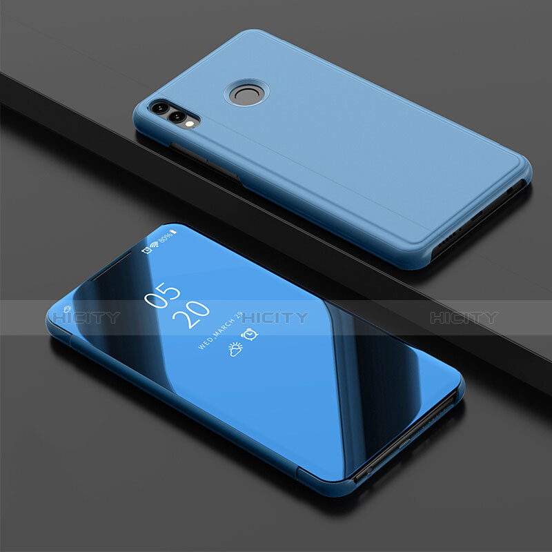 Huawei Honor 10 Lite用手帳型 レザーケース スタンド 鏡面 カバー ファーウェイ ブルー