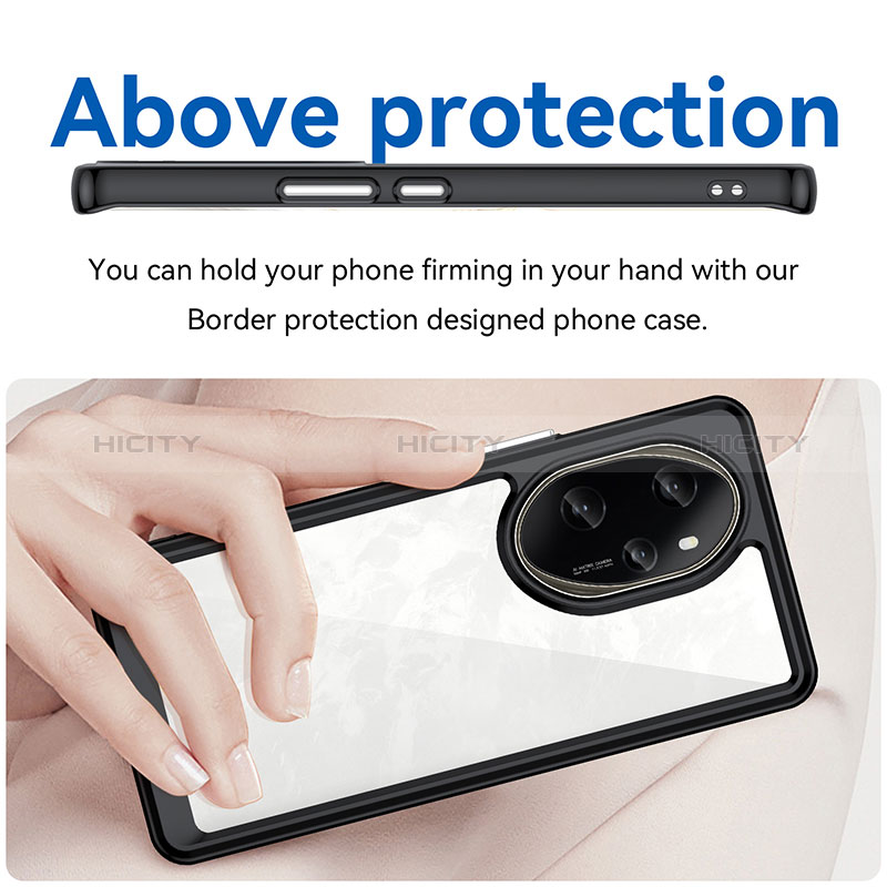 Huawei Honor 100 Pro 5G用ハイブリットバンパーケース クリア透明 プラスチック カバー J01S ファーウェイ 