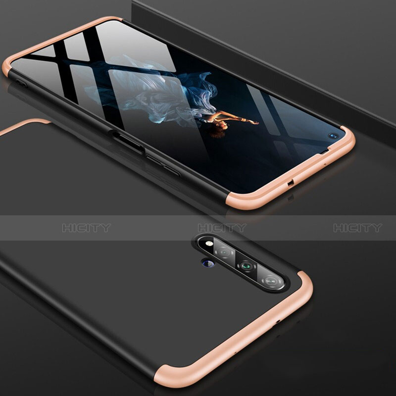 Huawei Honor 20用ハードケース プラスチック 質感もマット 前面と背面 360度 フルカバー P01 ファーウェイ ゴールド・ブラック
