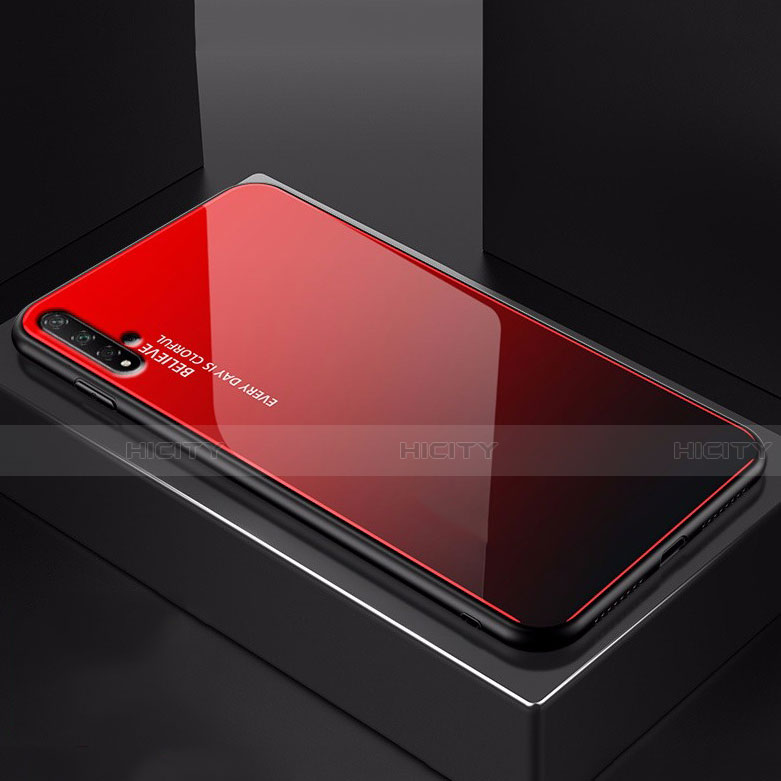 Huawei Honor 20用ハイブリットバンパーケース プラスチック 鏡面 虹 グラデーション 勾配色 カバー H01 ファーウェイ レッド