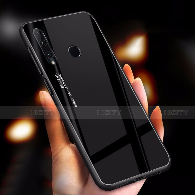 Huawei Honor 20 Lite用ハイブリットバンパーケース プラスチック 鏡面 虹 グラデーション 勾配色 カバー ファーウェイ ブラック