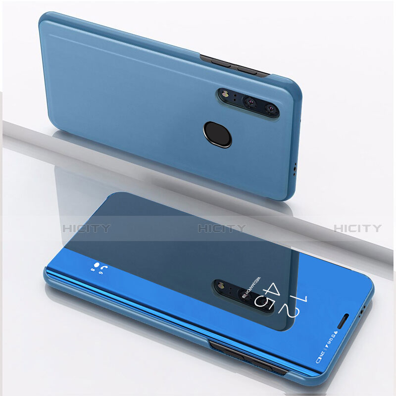 Huawei Honor 20 Lite用手帳型 レザーケース スタンド 鏡面 カバー ファーウェイ ネイビー