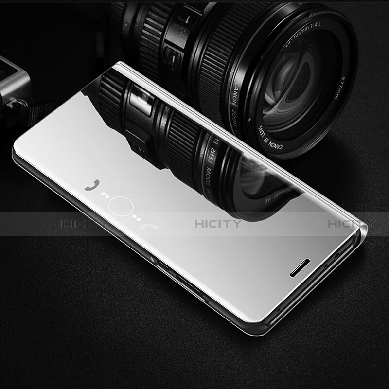 Huawei Honor 20 Lite用手帳型 レザーケース スタンド 鏡面 カバー M02 ファーウェイ シルバー