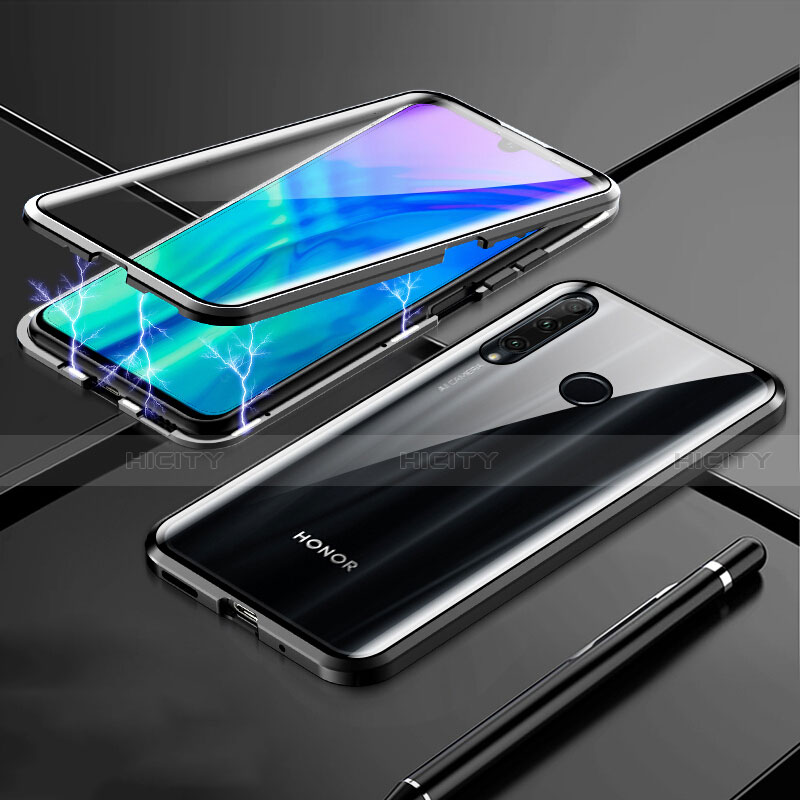 Huawei Honor 20 Lite用ケース 高級感 手触り良い アルミメタル 製の金属製 360度 フルカバーバンパー 鏡面 カバー T07 ファーウェイ ブラック