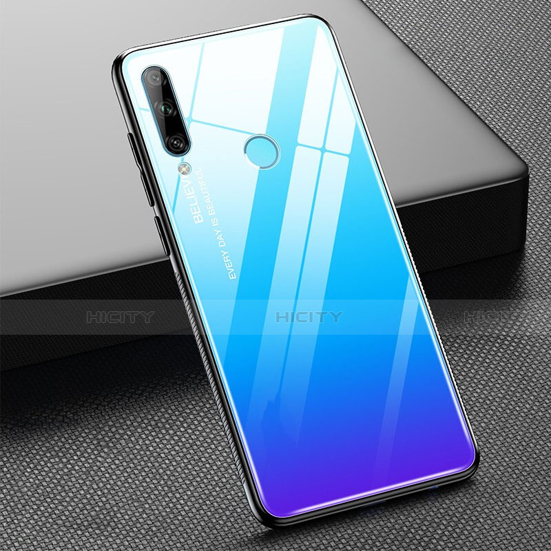 Huawei Honor 20 Lite用ハイブリットバンパーケース プラスチック 鏡面 虹 グラデーション 勾配色 カバー H02 ファーウェイ ブルー