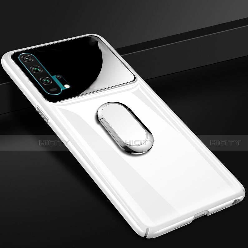 Huawei Honor 20 Pro用ハードケース プラスチック 質感もマット アンド指輪 マグネット式 P01 ファーウェイ ホワイト