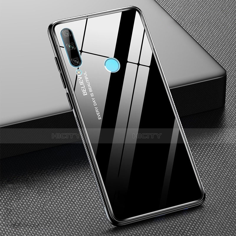 Huawei Honor 20E用ハイブリットバンパーケース プラスチック 鏡面 虹 グラデーション 勾配色 カバー H02 ファーウェイ ブラック
