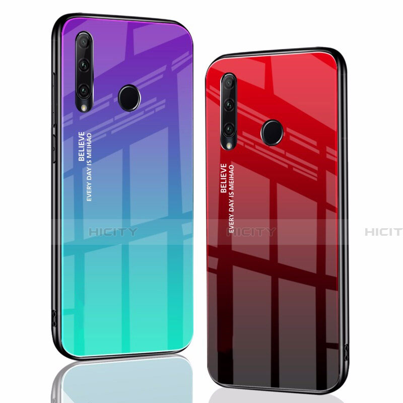 Huawei Honor 20E用ハイブリットバンパーケース プラスチック 鏡面 虹 グラデーション 勾配色 カバー ファーウェイ 