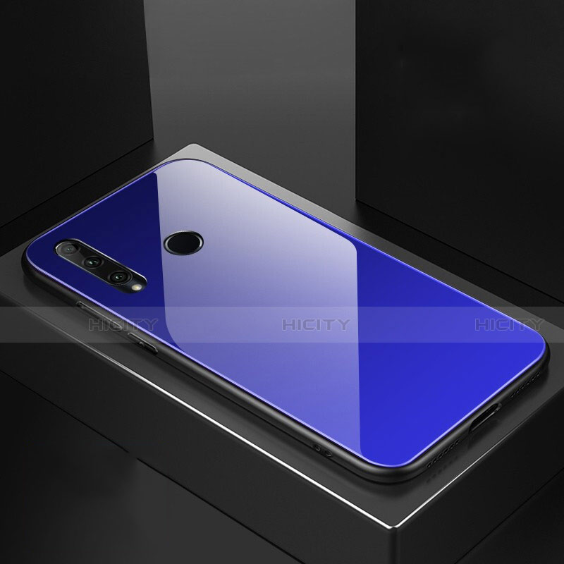Huawei Honor 20i用ハイブリットバンパーケース プラスチック 鏡面 虹 グラデーション 勾配色 カバー H01 ファーウェイ ネイビー