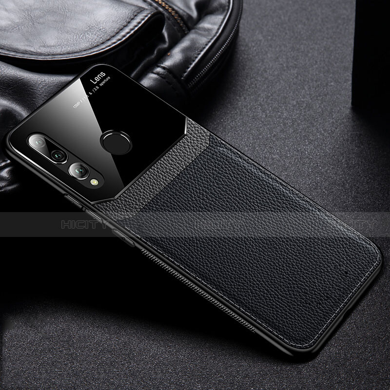 Huawei Honor 20i用ケース 高級感 手触り良いレザー柄 R01 ファーウェイ ブラック