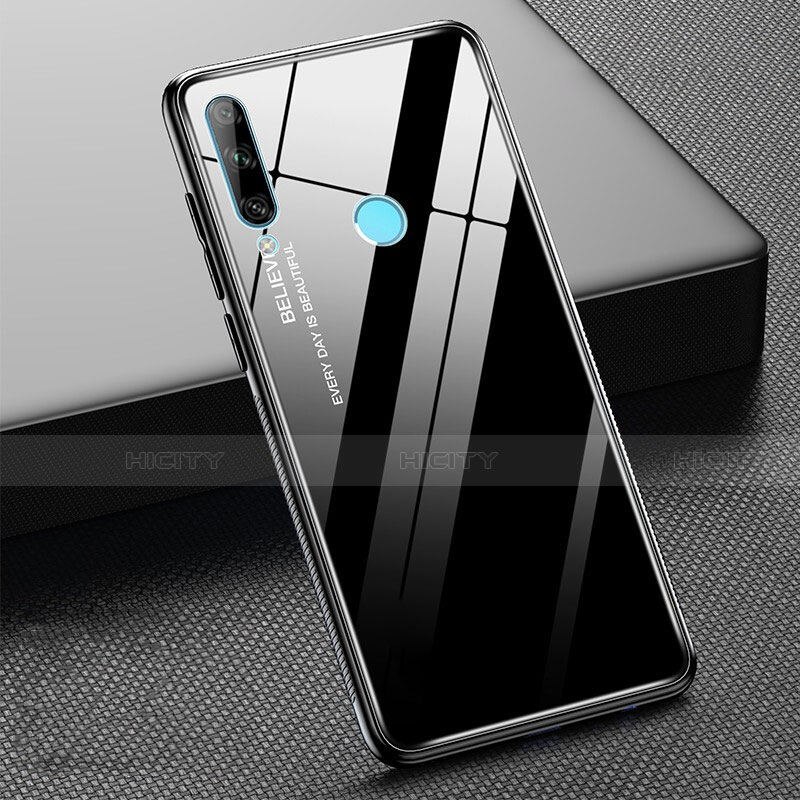 Huawei Honor 20i用ハイブリットバンパーケース プラスチック 鏡面 虹 グラデーション 勾配色 カバー H02 ファーウェイ ブラック