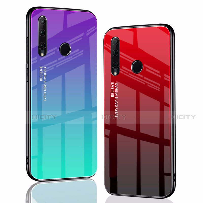Huawei Honor 20i用ハイブリットバンパーケース プラスチック 鏡面 虹 グラデーション 勾配色 カバー ファーウェイ 