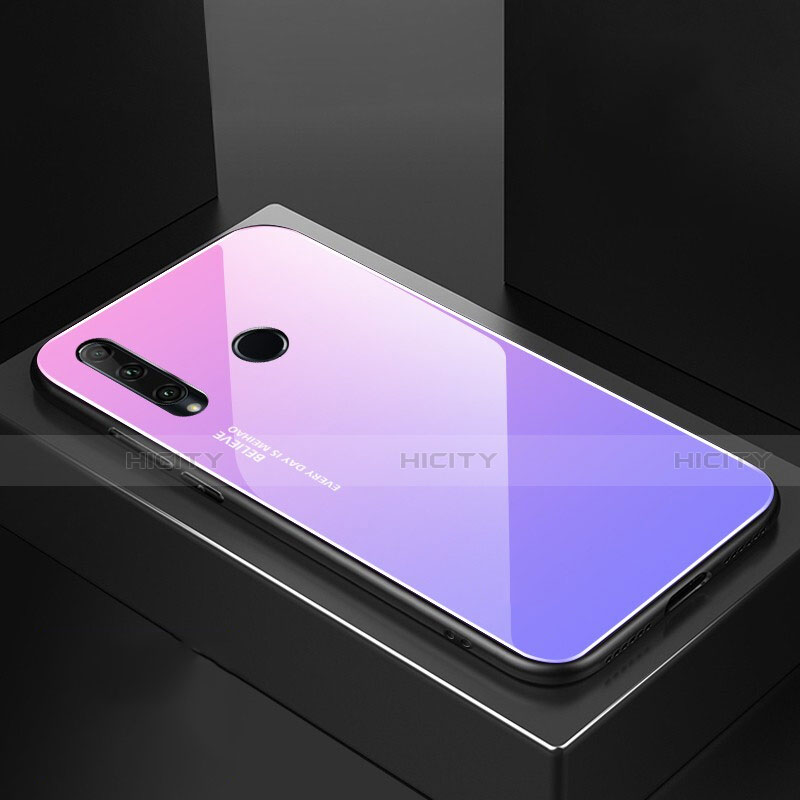 Huawei Honor 20i用ハイブリットバンパーケース プラスチック 鏡面 虹 グラデーション 勾配色 カバー H01 ファーウェイ 