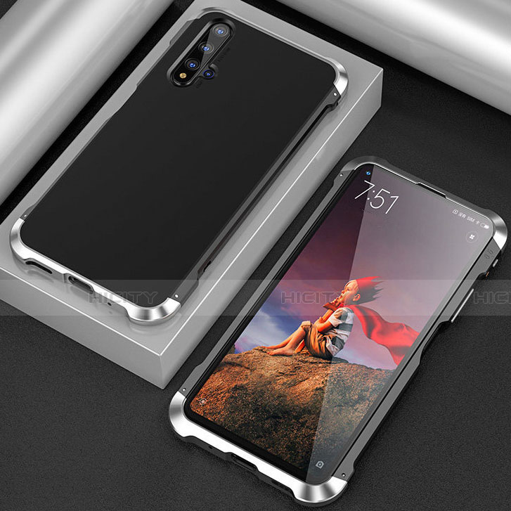 Huawei Honor 20S用ケース 高級感 手触り良い アルミメタル 製の金属製 カバー T03 ファーウェイ シルバー