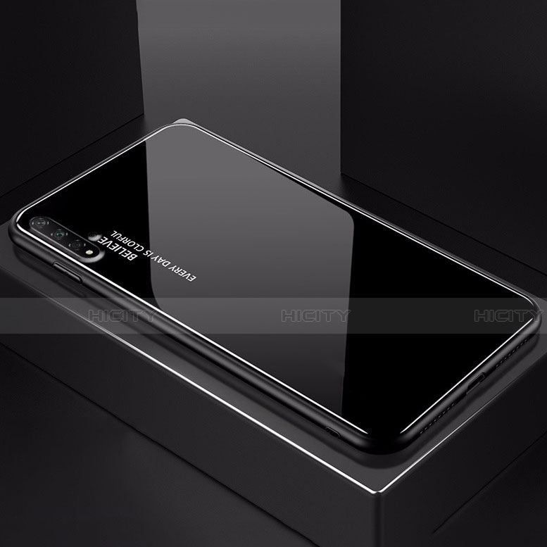 Huawei Honor 20S用ハイブリットバンパーケース プラスチック 鏡面 虹 グラデーション 勾配色 カバー H01 ファーウェイ ブラック